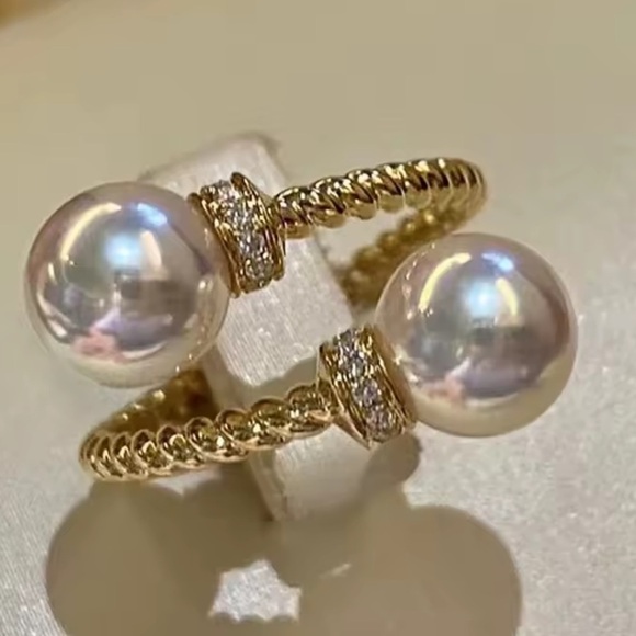 Silver Twist Pearl Ring - Picture 2 of 11